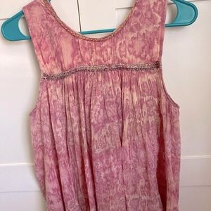 Light and airy Indian dye sleeveless top in mauve and beige dye.